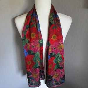 Red & black floral scarf